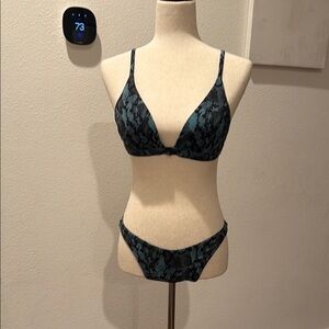 Blue Snake-Print Triangle Bikini Set - Women’s Swimwear